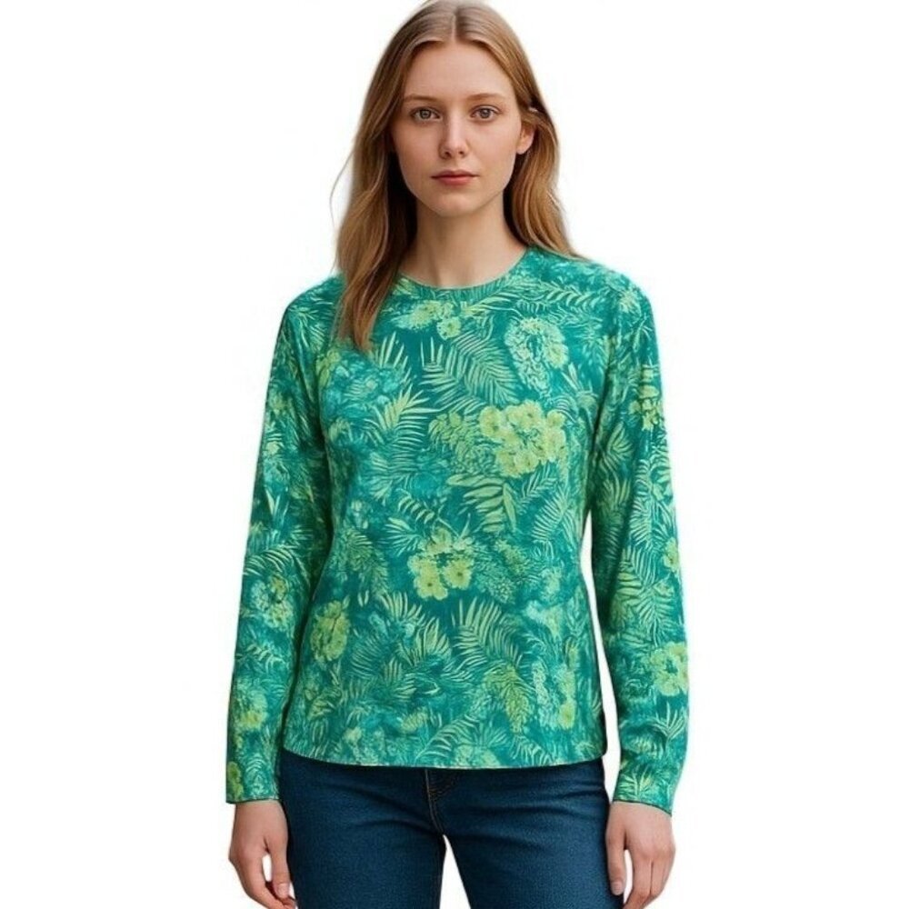Columbia PFG Omni-Shade Womens Medium Green Long Sleeve Fishing Tee Shirt